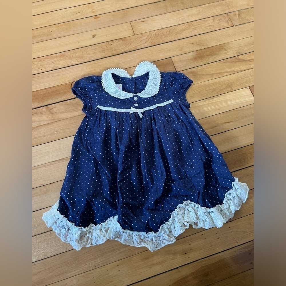 Ashley Ann‎ navy blue polka dot toddler dress